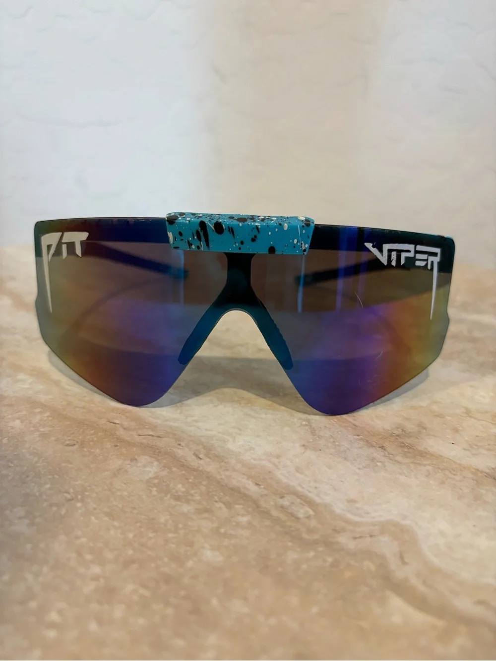 Pit Viper Men’s Blue Speckle Shield Sunglasses - Mirrored Lens